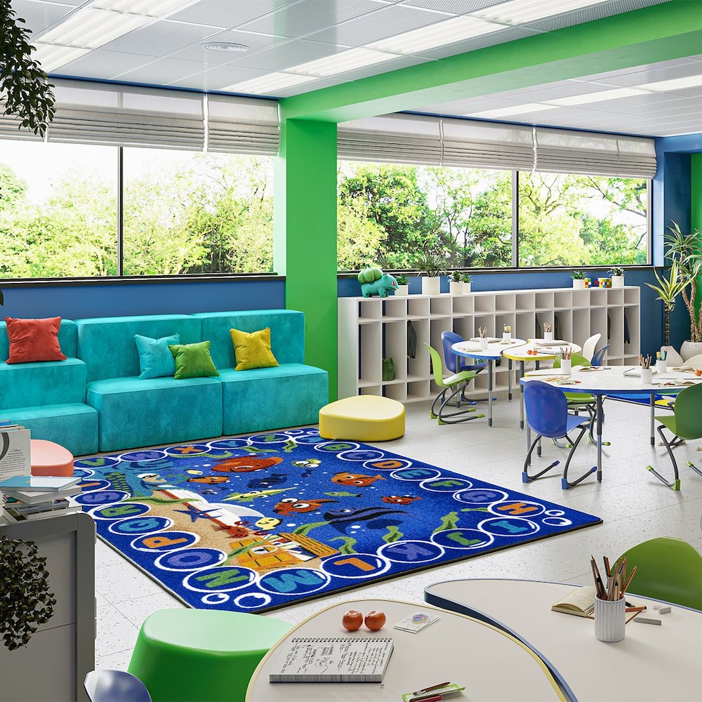 Kid Essentials Underwater Readers 10'9" x 13'2" Area Rug in Color Multi. Picture 3