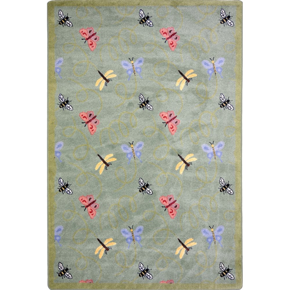 Kaleidoscope Wing Dings 7'8" x 10'9" Area Rug in Color Green. Picture 1