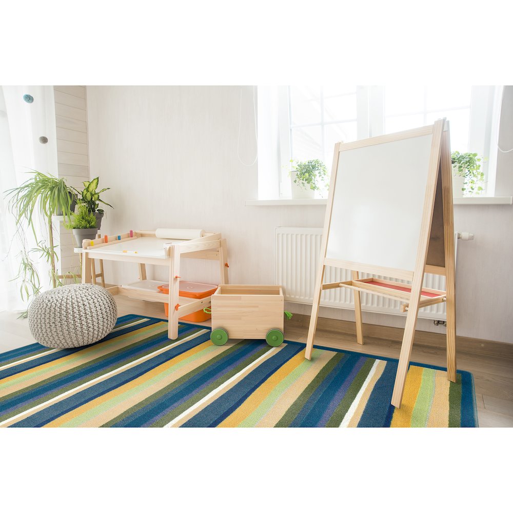 Kid Essentials Yipes Stripes 7'8" x 10'9" Area Rug in Color Bold. Picture 3
