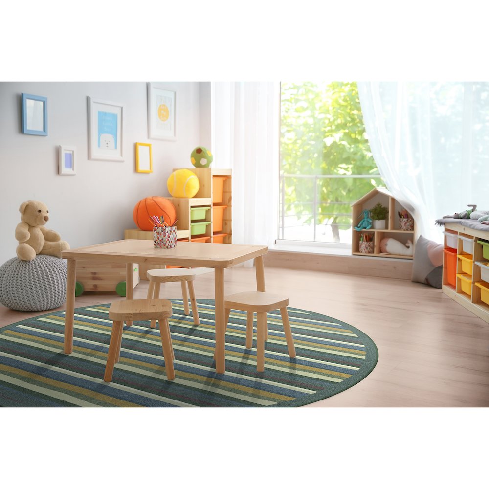 Kid Essentials Yipes Stripes 13'2" Round Area Rug in Color Soft. Picture 3