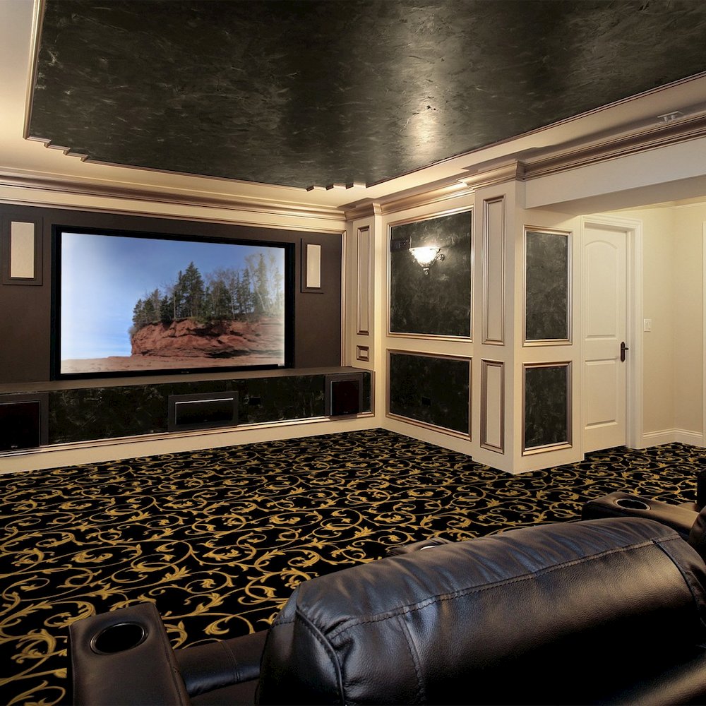 Any Day Matinee Acanthus 10'9" x 13'2" Area Rug in Color Black. Picture 2