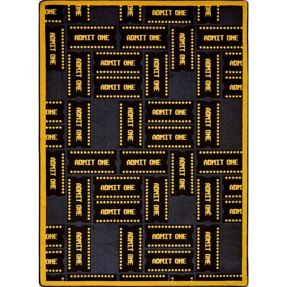 Any Day Matinee Admit One 10'9" x 13'2" Area Rug in Color Black. Picture 1