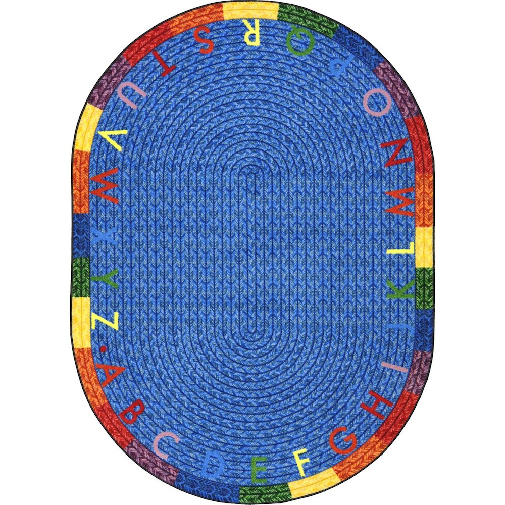 Kid Essentials Alphabet Braid 10'9" x 13'2" Oval Area Rug in Color Multi. Picture 1