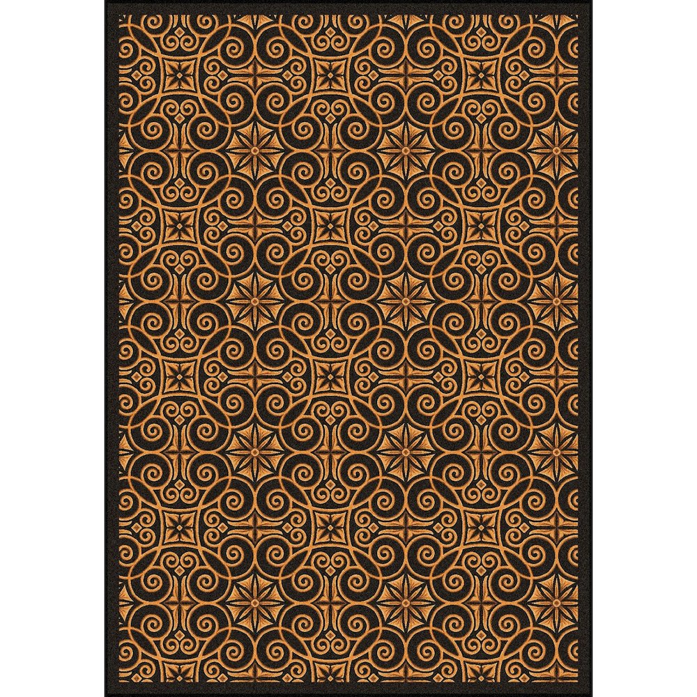Any Day Matinee Antique Scroll 10'9" x 13'2" Area Rug in Color Brown. Picture 1