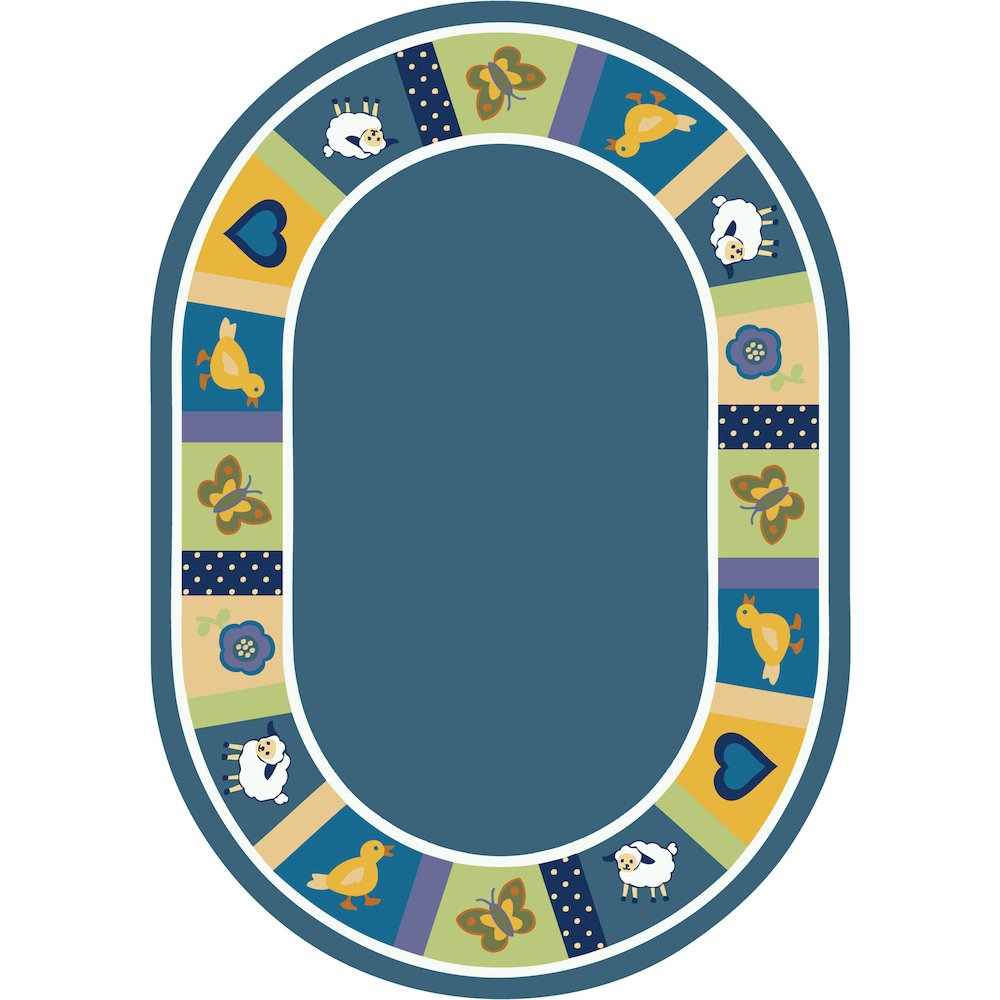 Kid Essentials Baby Blues 10'9" x 13'2" Oval Area Rug in Color Bold. Picture 1