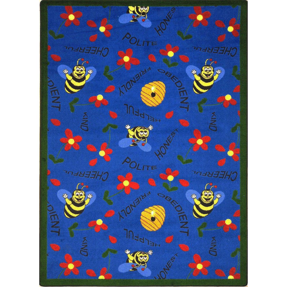 Kid Essentials Bee Attitudes 10'9" x 13'2" Area Rug in Color Blue. Picture 1