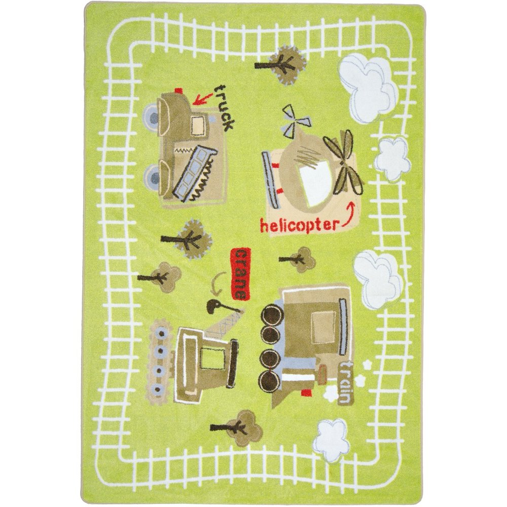 Kid Essentials Big Machines 10'9" x 13'2" Area Rug in Color Multi. Picture 1