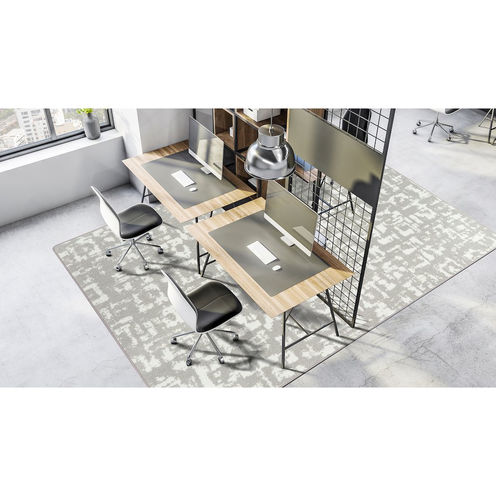 WorkSpace Block Print 10'9" x 13'2" Area Rug in Color Dove. Picture 3