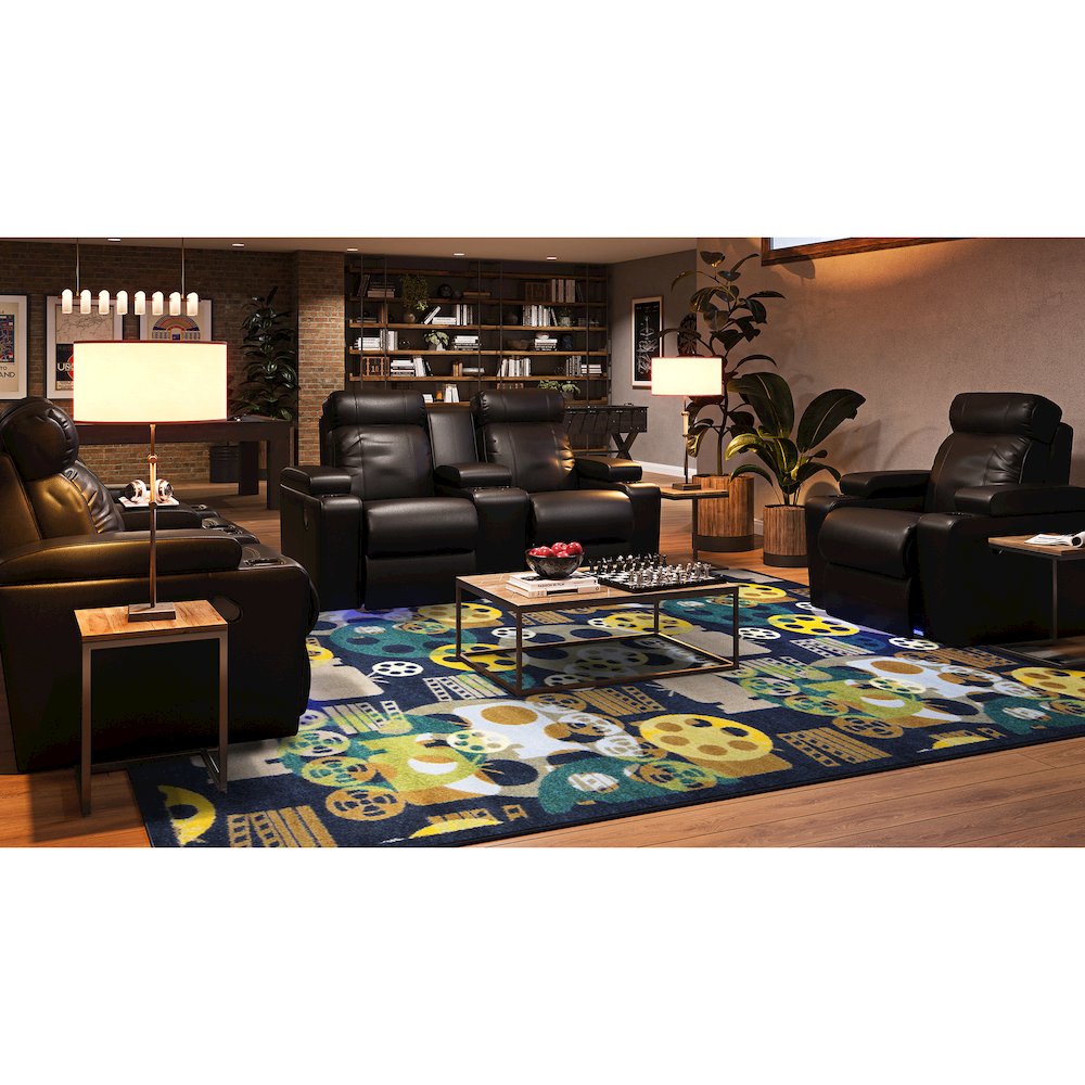 Any Day Matinee Blockbuster 10'9" x 13'2" Area Rug in Color Navy. Picture 2