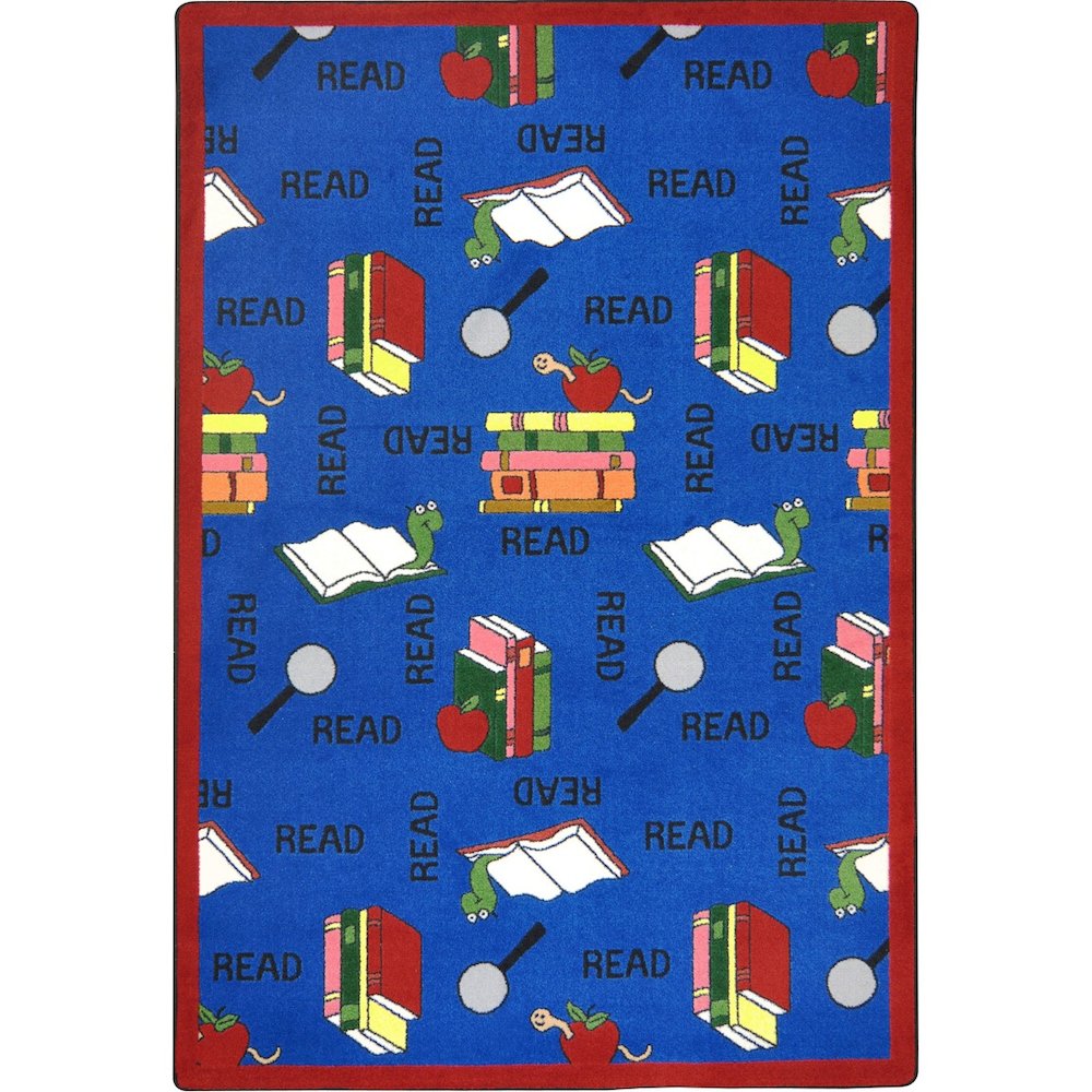 Kid Essentials Bookworm 10'9" x 13'2" Area Rug in Color Blue. Picture 1