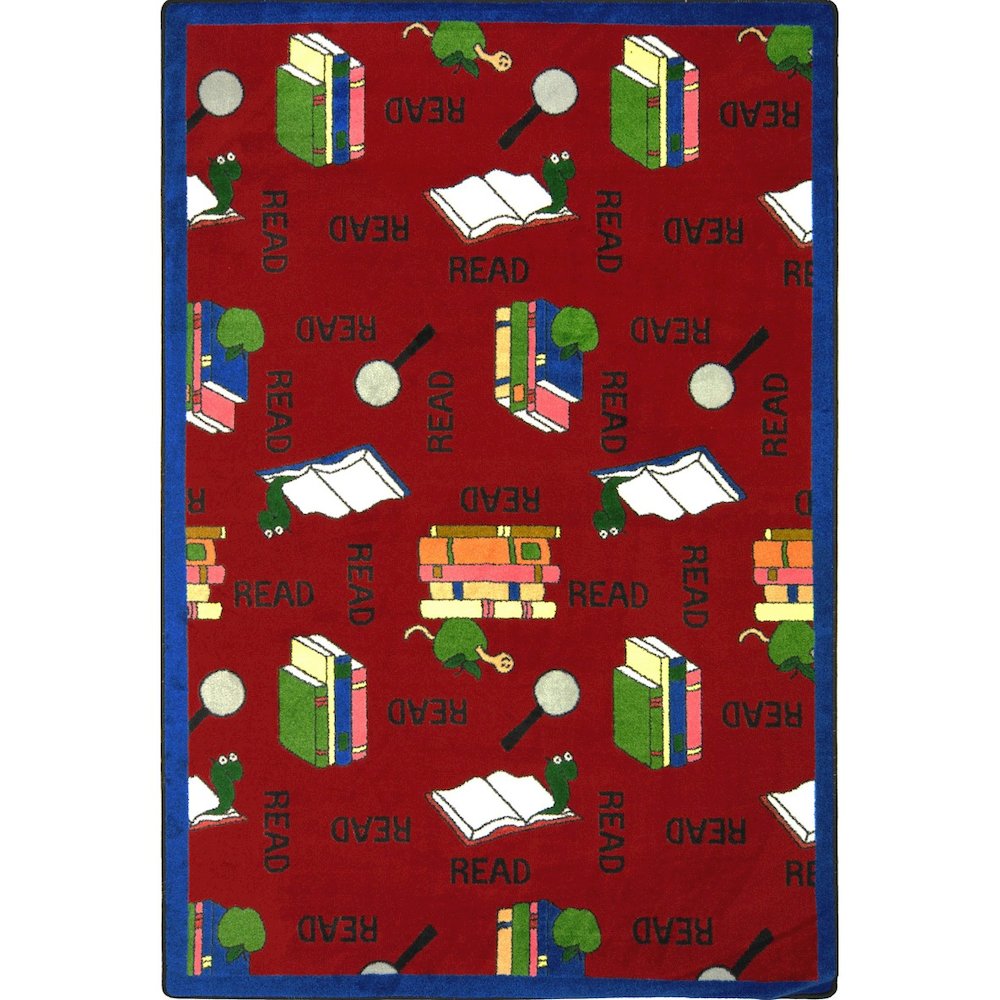 Kid Essentials Bookworm 10'9" x 13'2" Area Rug in Color Red. Picture 1
