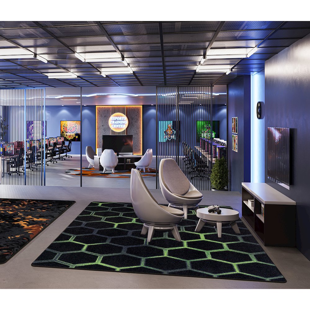 Kid Essentials Breakout 10'9" x 13'2" Area Rug in Color Emerald. Picture 3