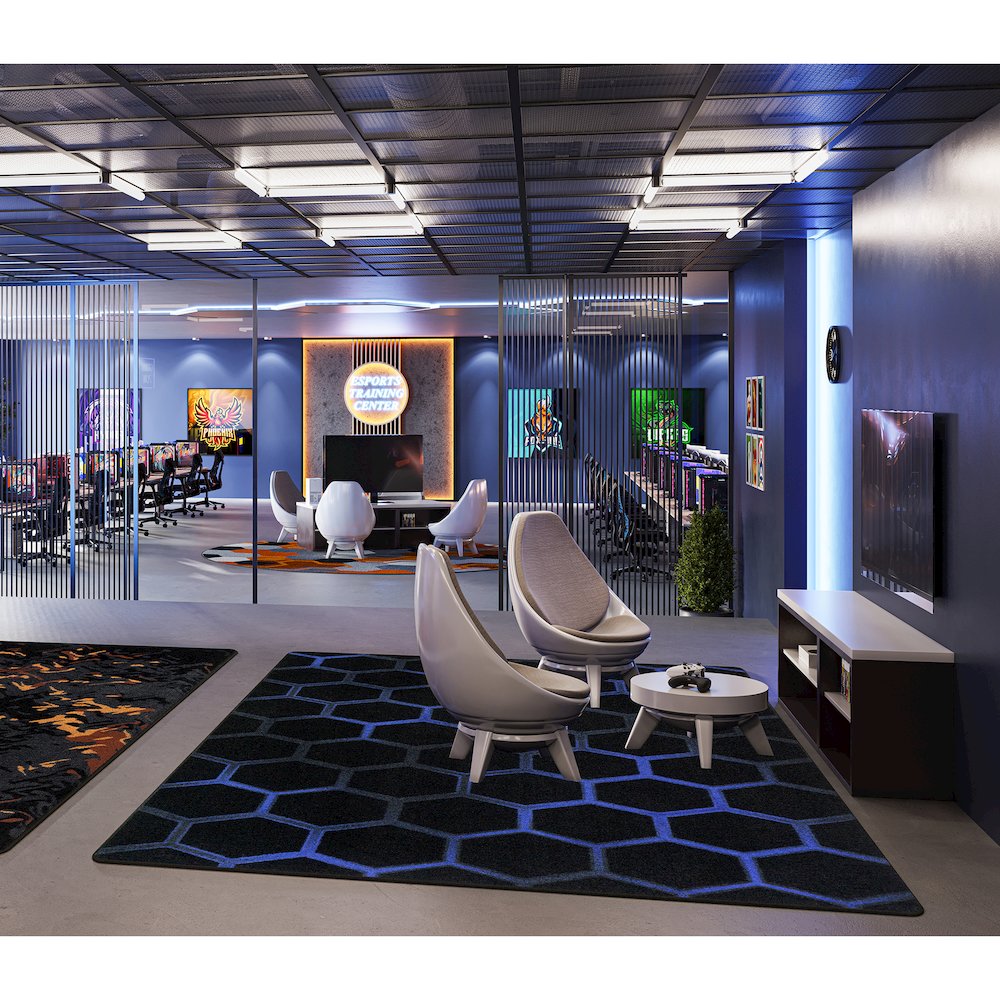 Kid Essentials Breakout 10'9" x 13'2" Area Rug in Color Sapphire. Picture 3