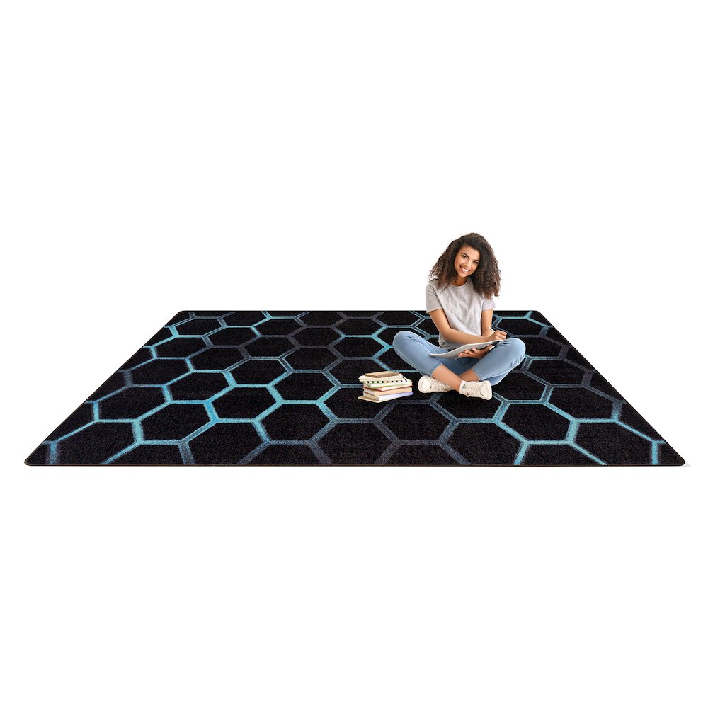 Kid Essentials Breakout 10'9" x 13'2" Area Rug in Color Teal. Picture 5