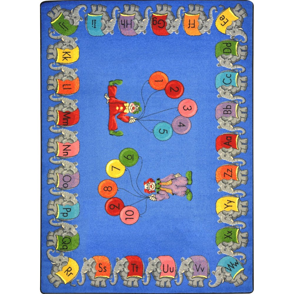 Kid Essentials Circus Elephant Parade 10'9" x 13'2" Area Rug in Color Multi. Picture 1