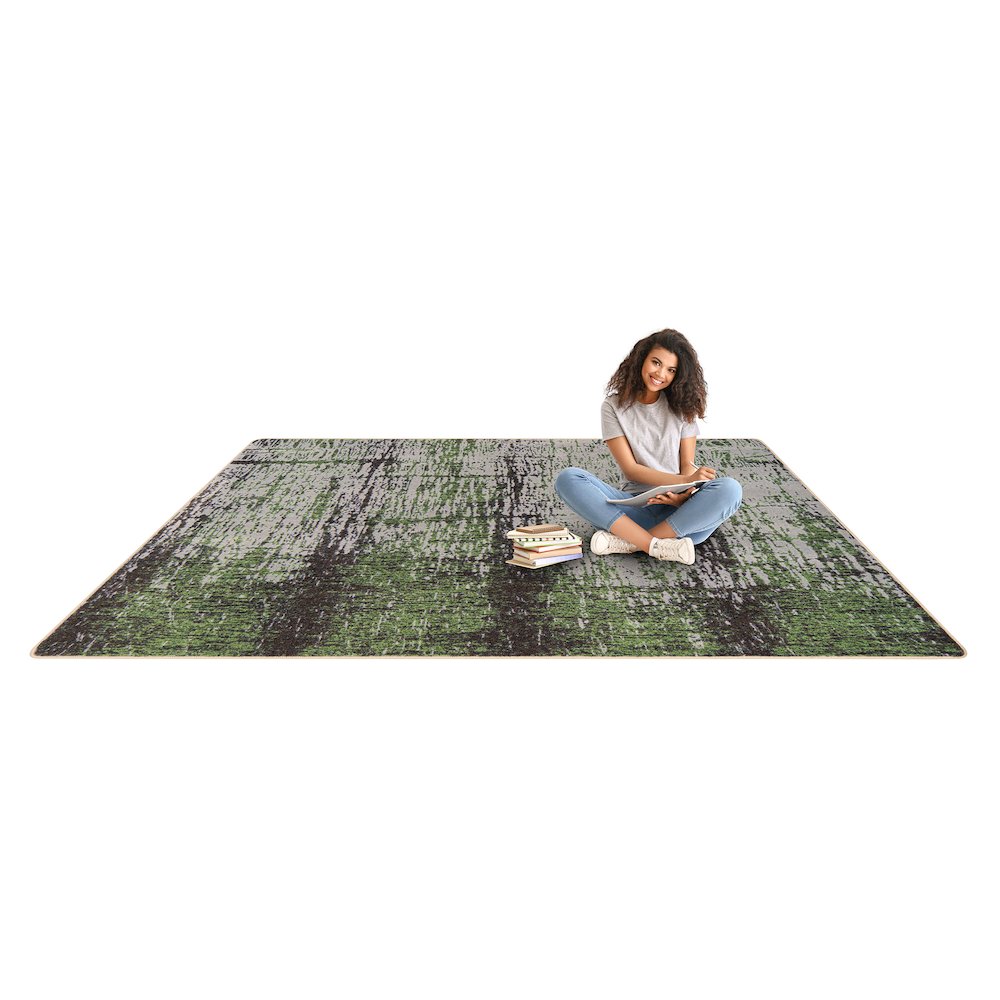 Kid Essentials Coastal Canvas 10'9" x 13'2" Area Rug in Color Spanish Moss. Picture 5