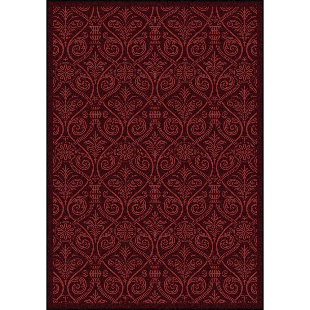Any Day Matinee Damascus 10'9" x 13'2" Area Rug in Color Burgundy. Picture 1