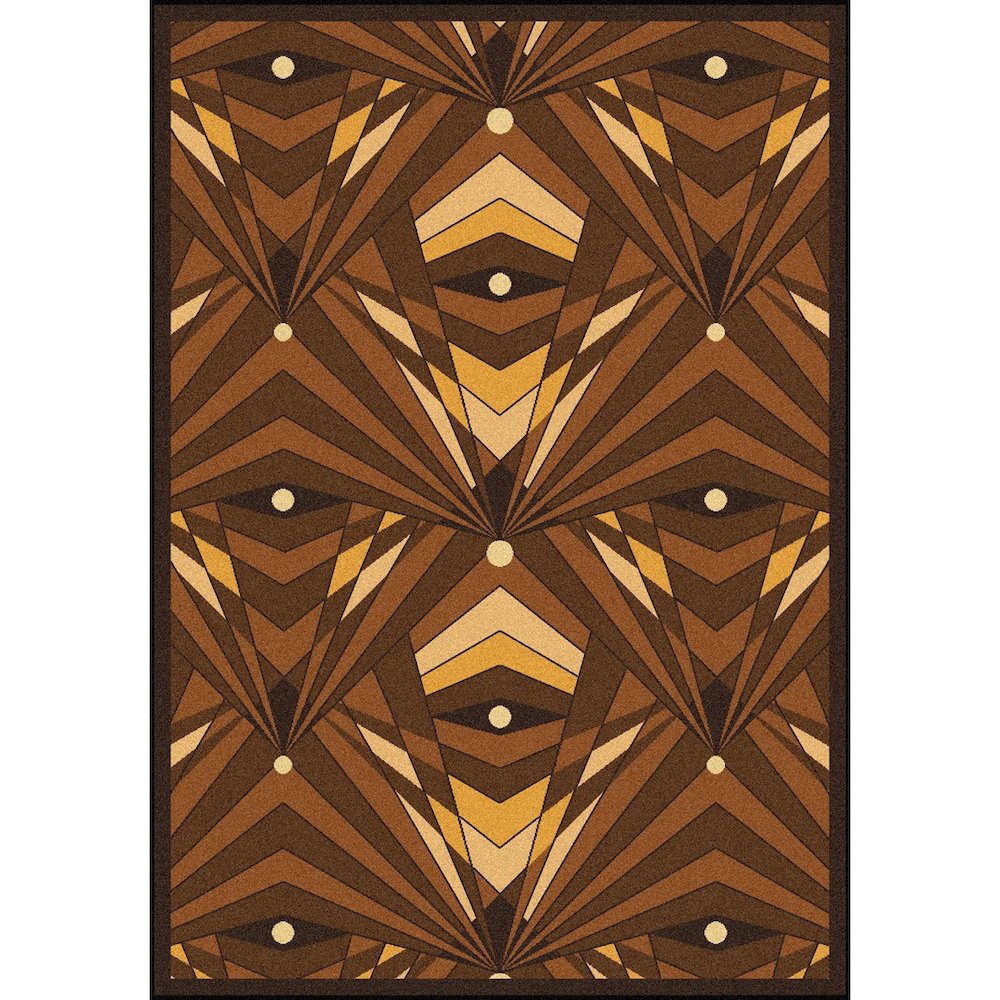 Any Day Matinee Deco Strobe 10'9" x 13'2" Area Rug in Color Brown. Picture 1