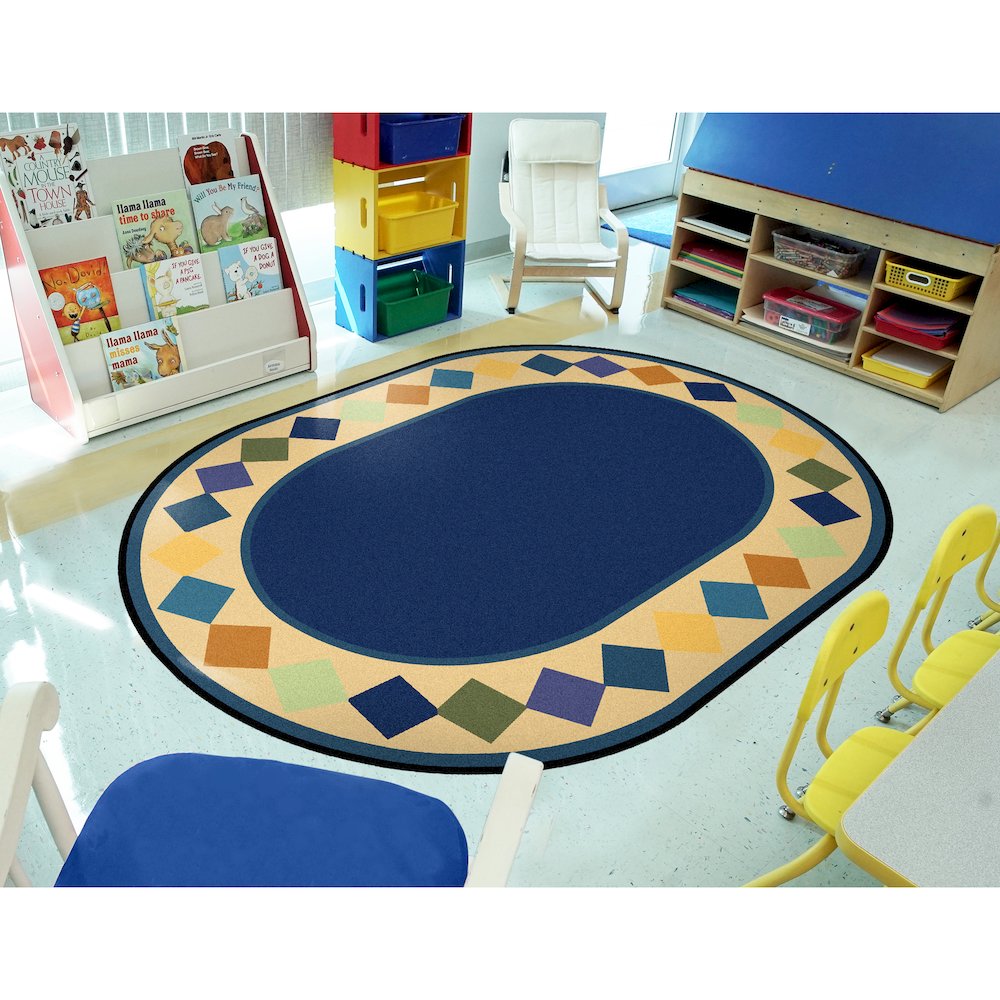 Kid Essentials Delightful Diamonds 10'9" x 13'2" Oval Area Rug in Color Multi. Picture 3