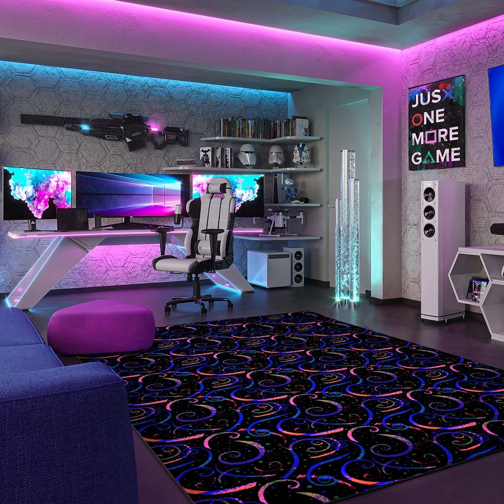 Neon Lights Dynamo 12' x 6' Area Rug in Color Fluorescent. Picture 2