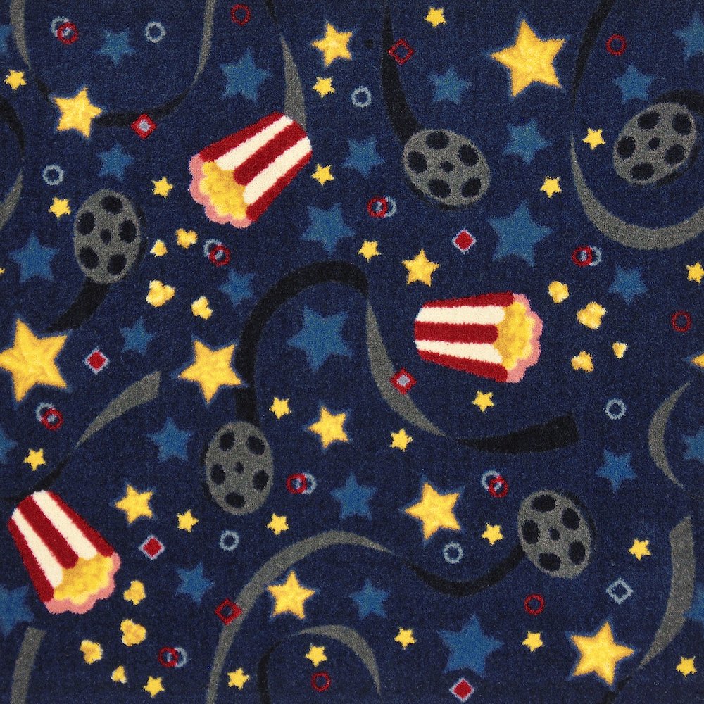 Any Day Matinee Feature Film 10'9" x 13'2" Area Rug in Color Navy. Picture 4