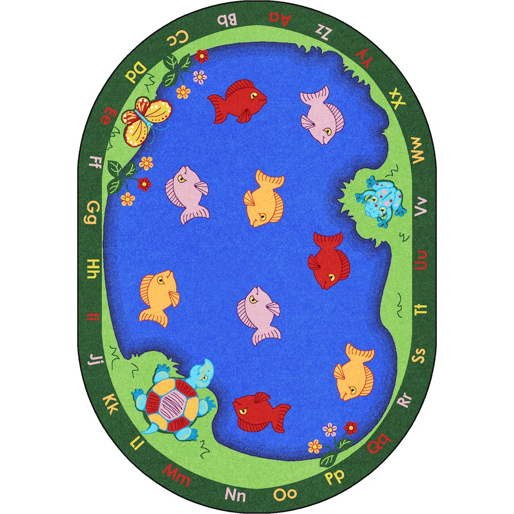Kid Essentials Fishin' Fun 10'9" x 13'2" Oval Area Rug in Color Multi. Picture 1