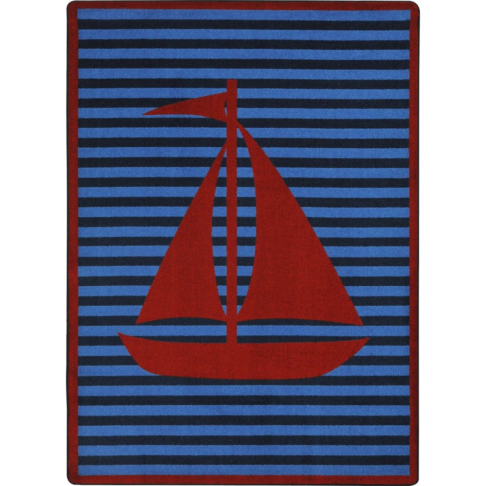 Kid Essentials Following Seas 10'9" x 13'2" Area Rug in Color Red. Picture 1