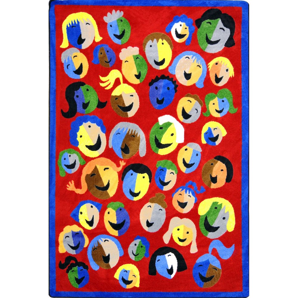 Kid Essentials Joyful Faces 10'9" x 13'2" Area Rug in Color Red. Picture 1