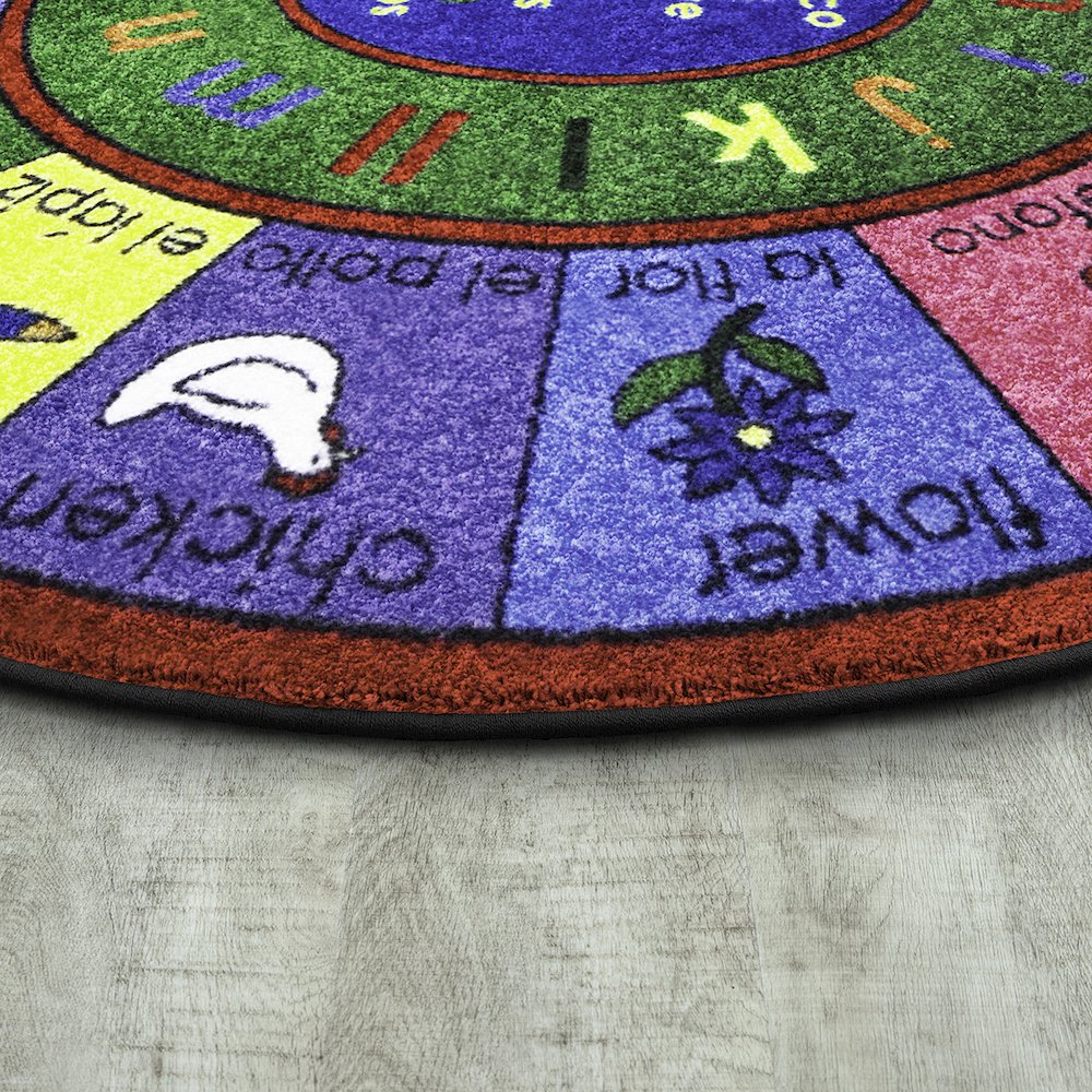Kid Essentials LenguaLink (Spanish) 13'2" Round Area Rug in Color Multi. Picture 2