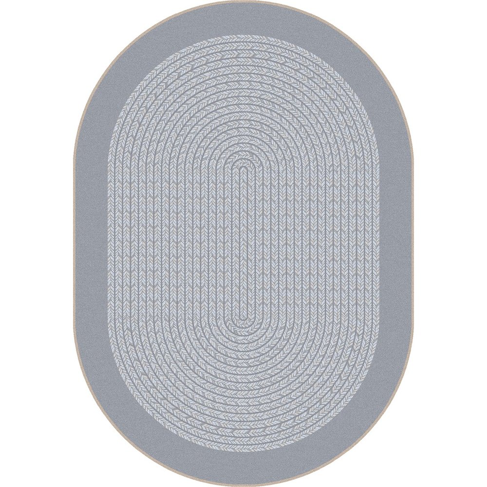 Kid Essentials Like Home 10'9" x 13'2" Oval Area Rug in Color Silver. Picture 1
