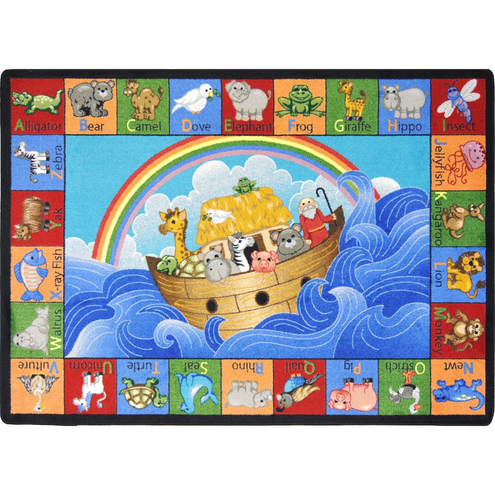 Kid Essentials Noah's Alphabet Animals 7'8" x 10'9" Area Rug in Color Multi. Picture 2