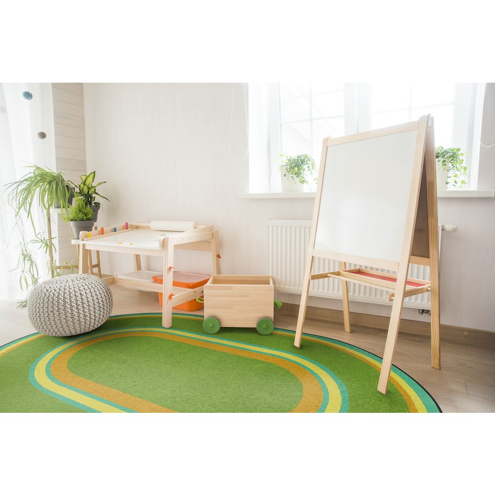 Kid Essentials Ripples 10'9" x 13'2" Oval Area Rug in Color Retro. Picture 3