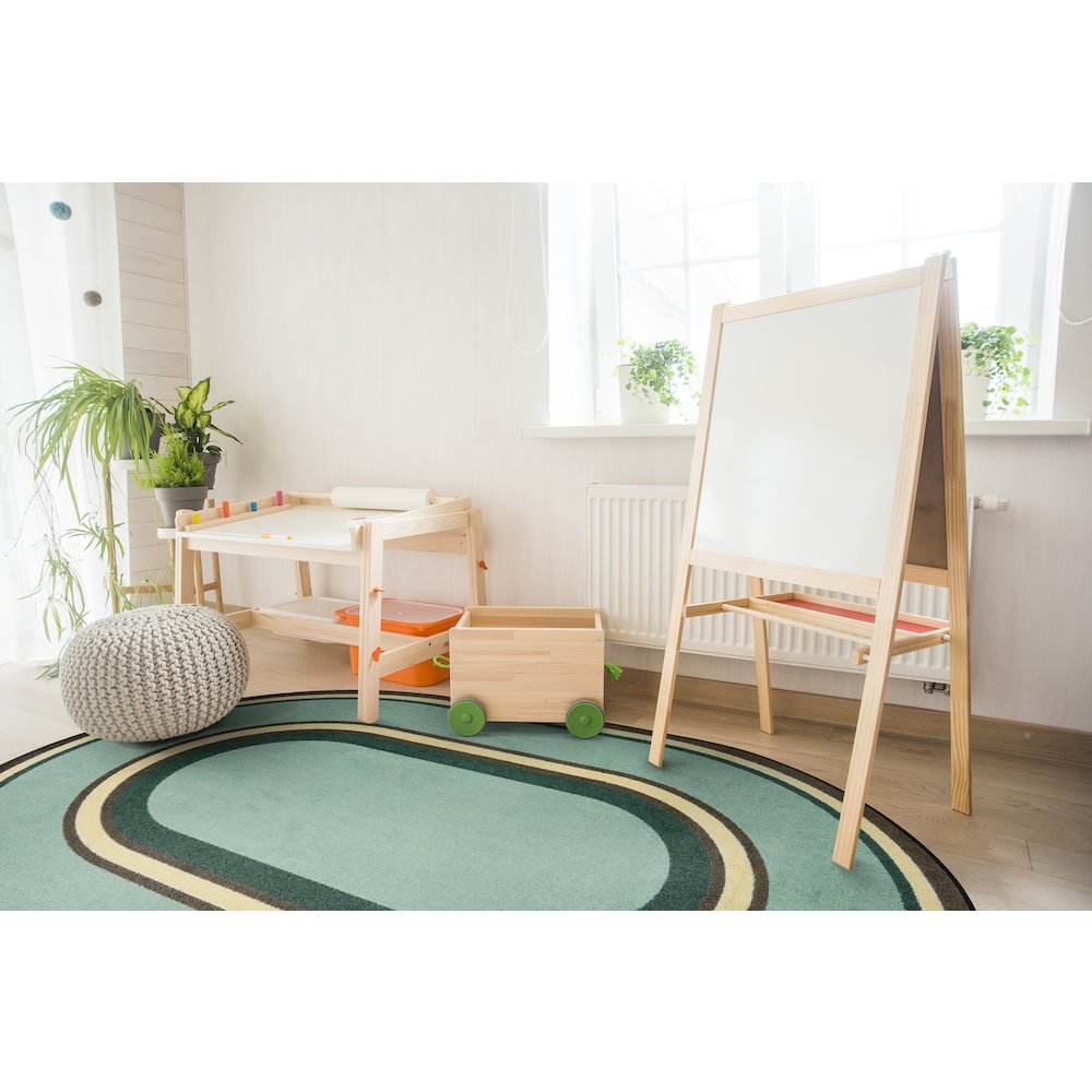 Kid Essentials Ripples 10'9" x 13'2" Oval Area Rug in Color Woodland. Picture 3