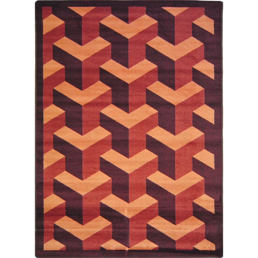 Kaleidoscope Rooftop 10'9" x 13'2" Area Rug in Color Burgundy. Picture 1