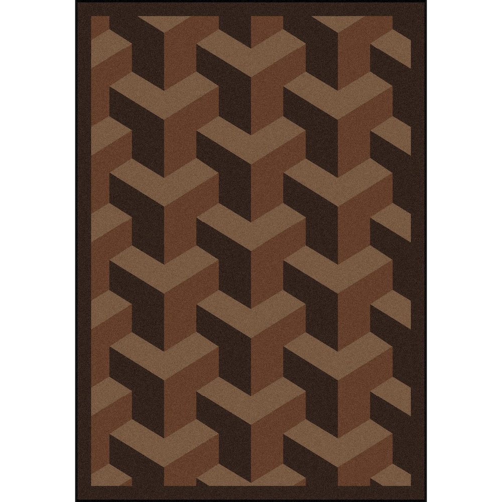 Kaleidoscope Rooftop 10'9" x 13'2" Area Rug in Color Chocolate. Picture 1