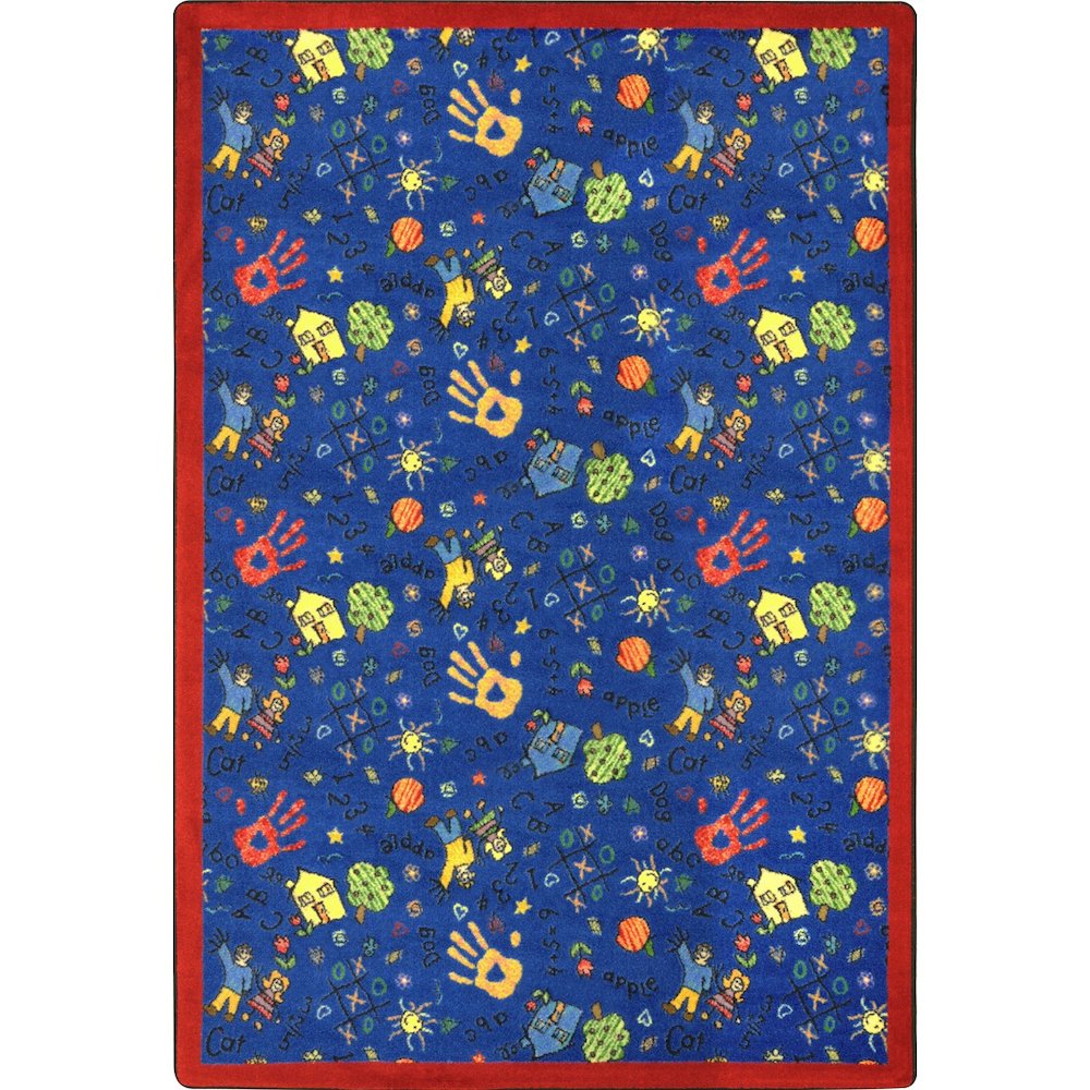 Playful Patterns Scribbles 10'9" x 13'2" Area Rug in Color Blue. Picture 1