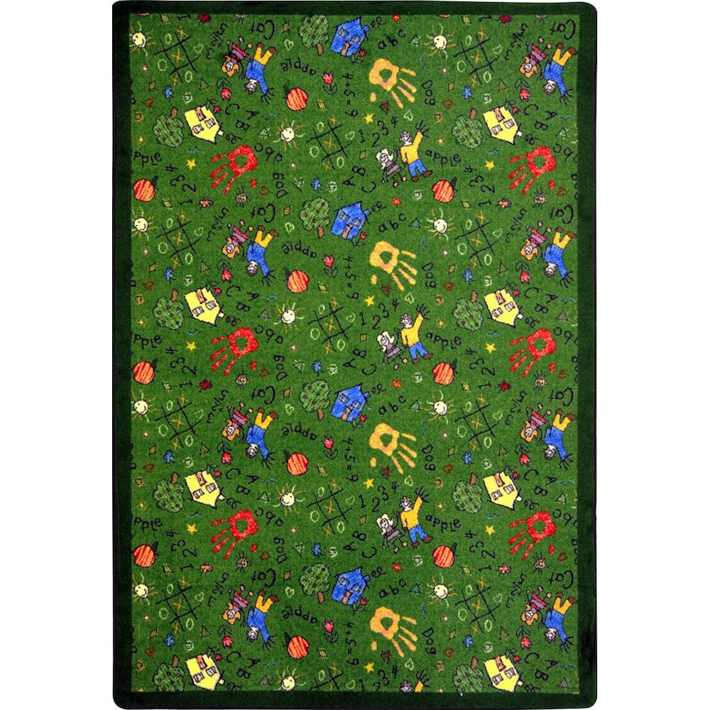 Playful Patterns Scribbles 10'9" x 13'2" Area Rug in Color Green. Picture 1