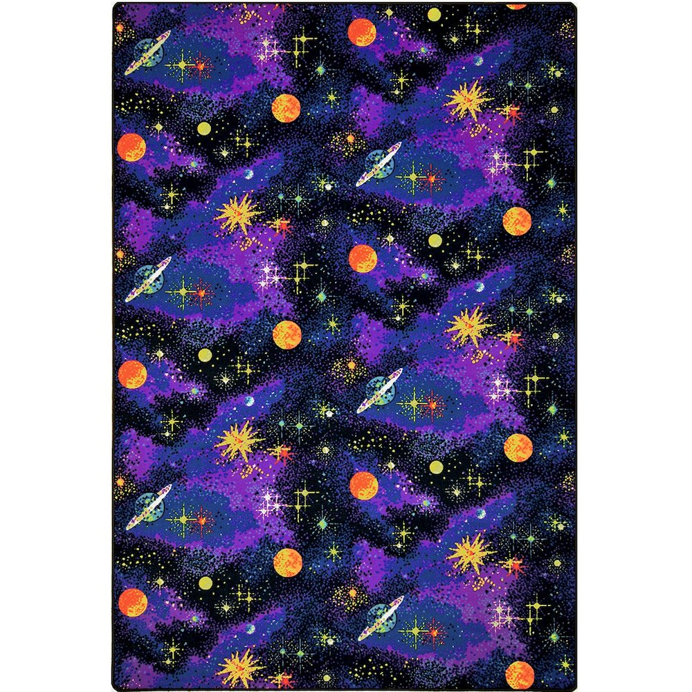 Neon Lights Space Explorer 12' x 6' Area Rug in Color Fluorescent. Picture 1