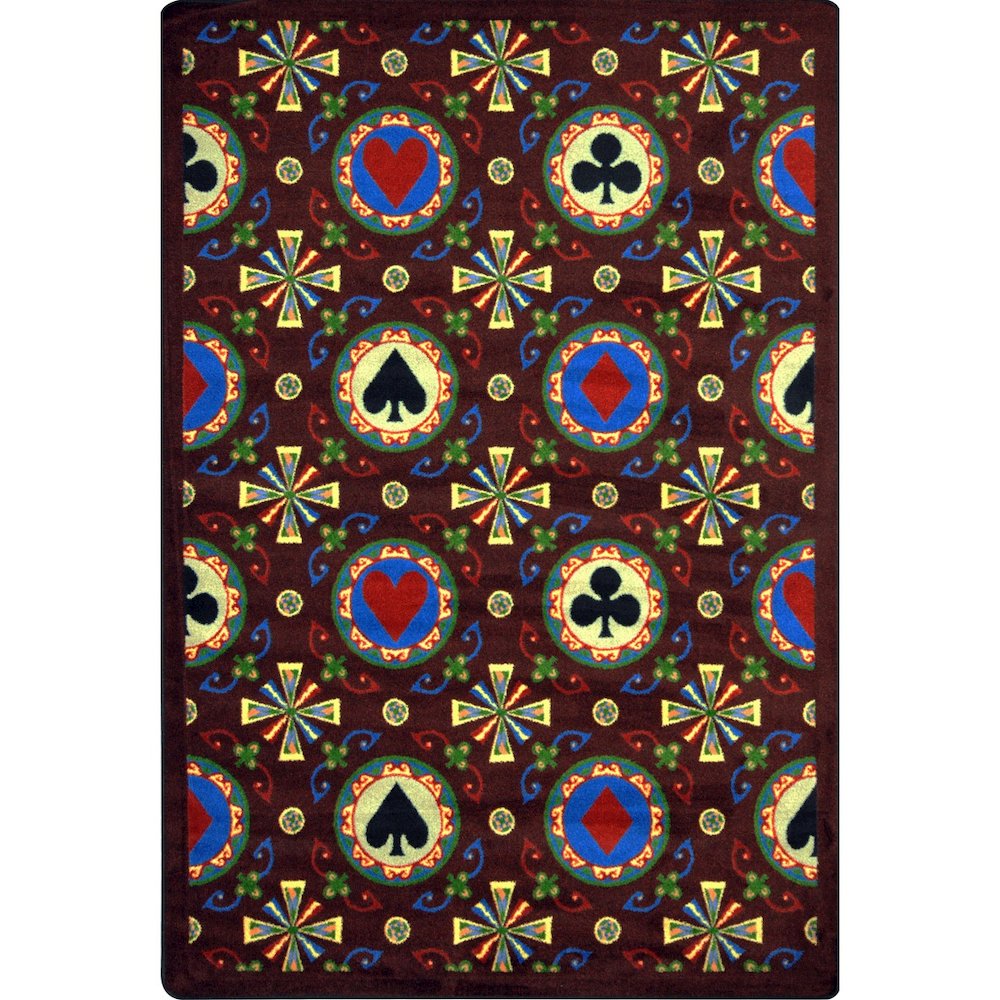 Games People Play Stacked Deck 10'9" x 13'2" Area Rug in Color Burgundy. Picture 1