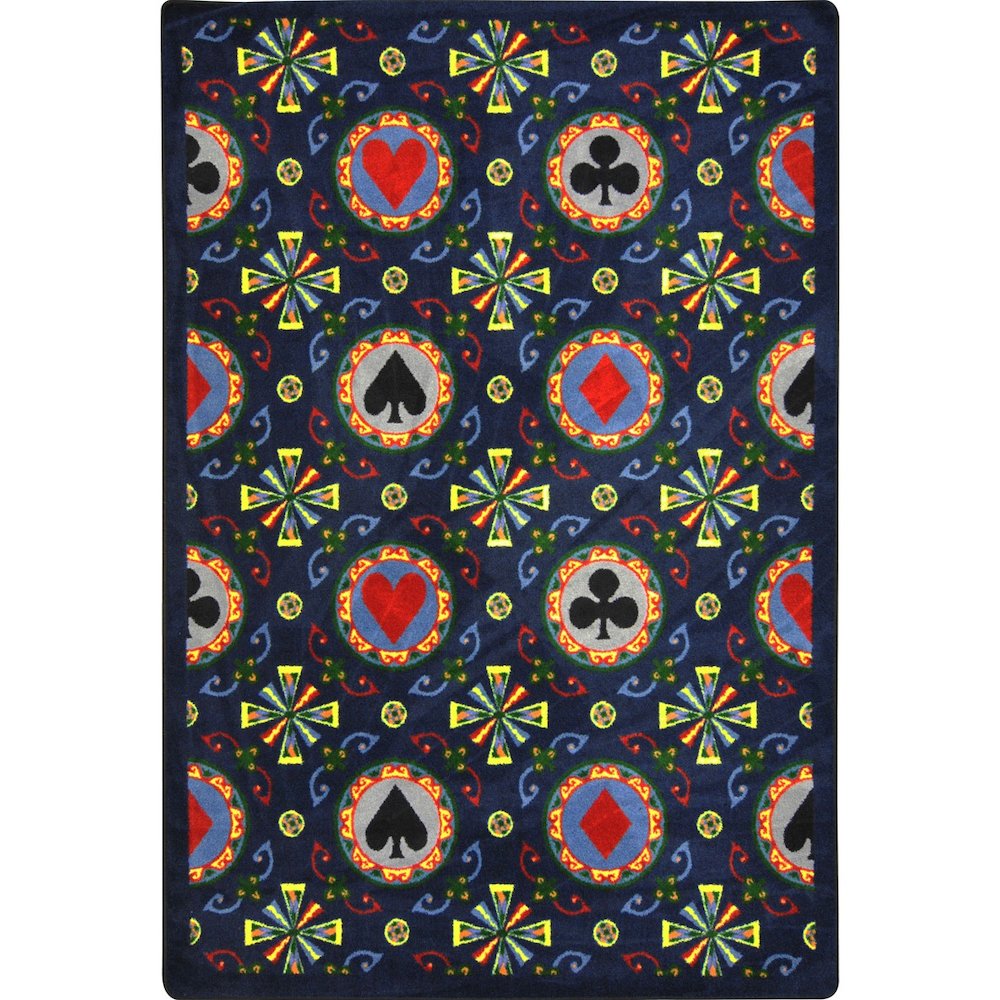 Games People Play Stacked Deck 10'9" x 13'2" Area Rug in Color Navy. Picture 1