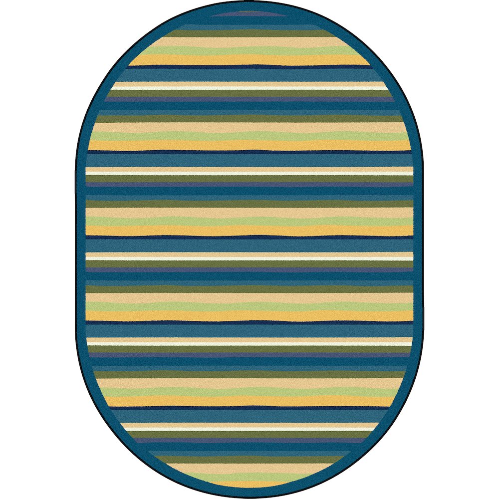 Kid Essentials Yipes Stripes 10'9" x 13'2" Oval Area Rug in Color Bold. Picture 1