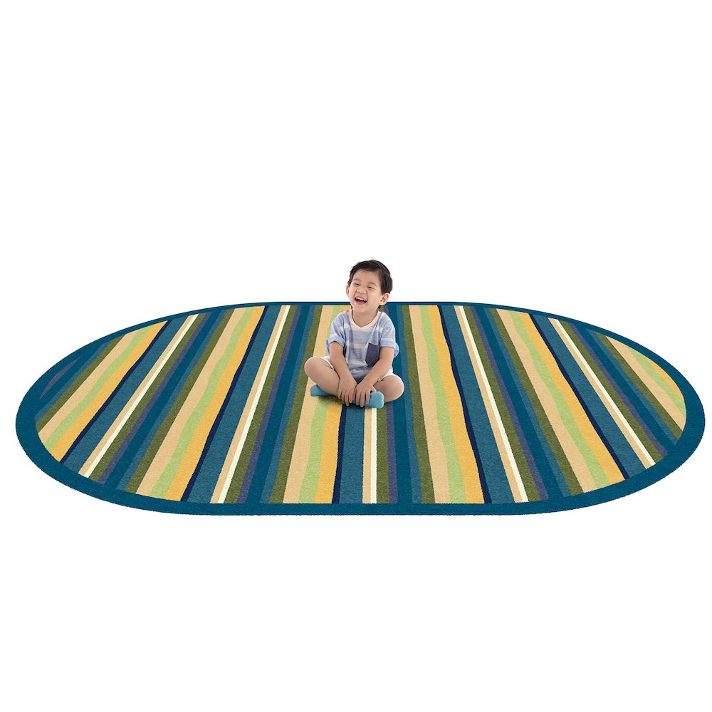 Kid Essentials Yipes Stripes 10'9" x 13'2" Oval Area Rug in Color Bold. Picture 2