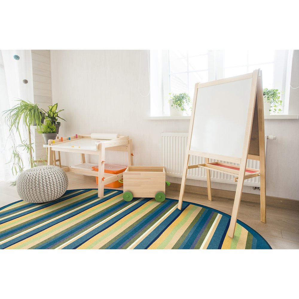 Kid Essentials Yipes Stripes 10'9" x 13'2" Oval Area Rug in Color Bold. Picture 3