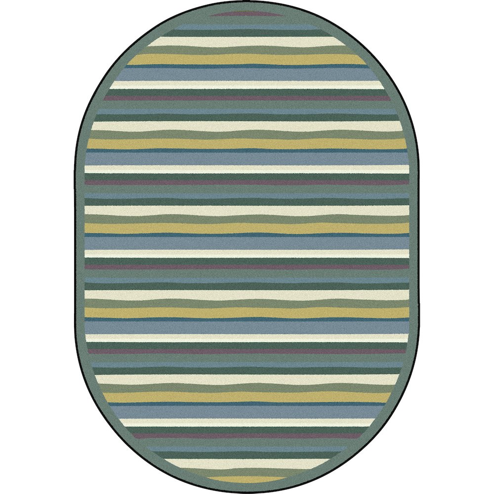 Kid Essentials Yipes Stripes 10'9" x 13'2" Oval Area Rug in Color Soft. Picture 1