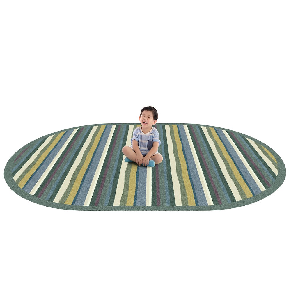 Kid Essentials Yipes Stripes 10'9" x 13'2" Oval Area Rug in Color Soft. Picture 2