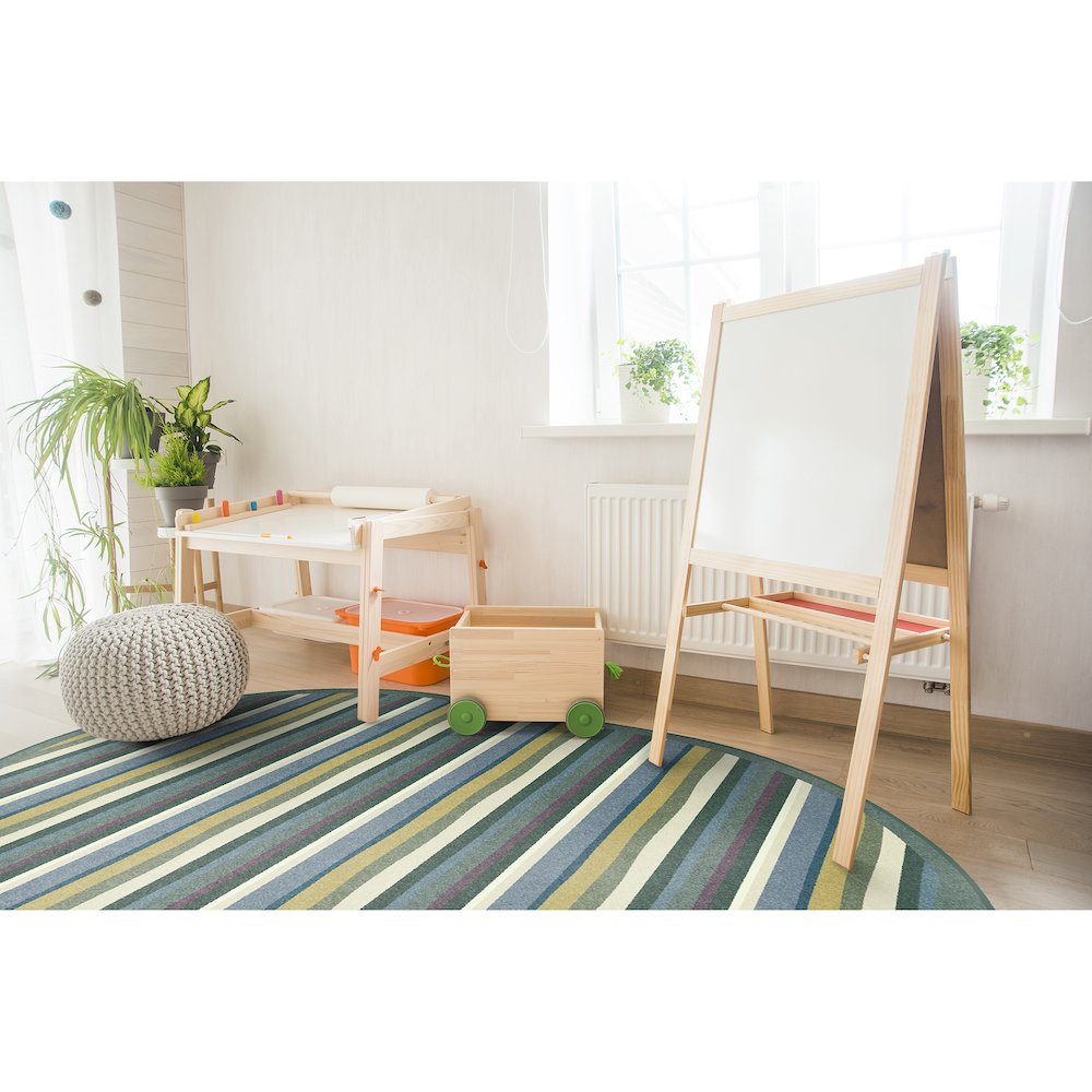Kid Essentials Yipes Stripes 10'9" x 13'2" Oval Area Rug in Color Soft. Picture 3