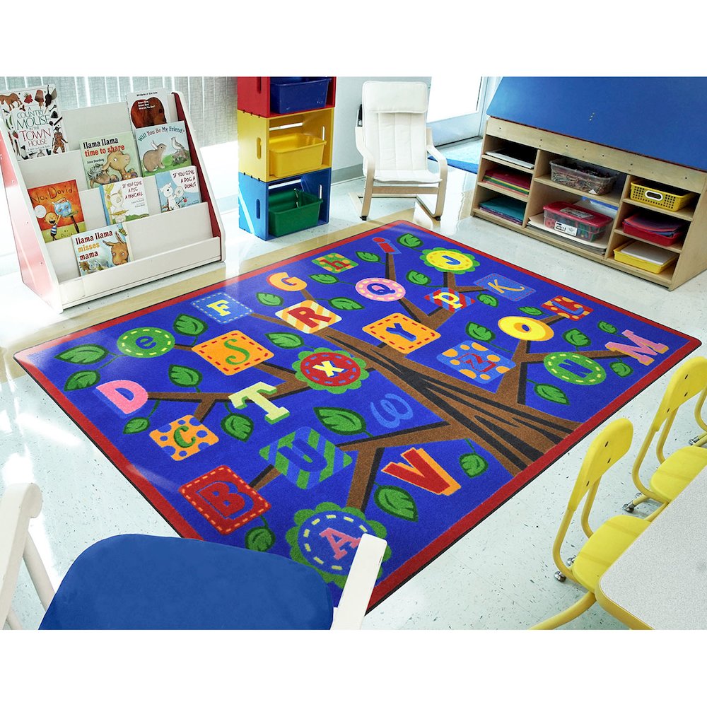 Kid Essentials Alphabet Leaves 2'1" x 7'8" Runner Area Rug in Color Bold. Picture 3