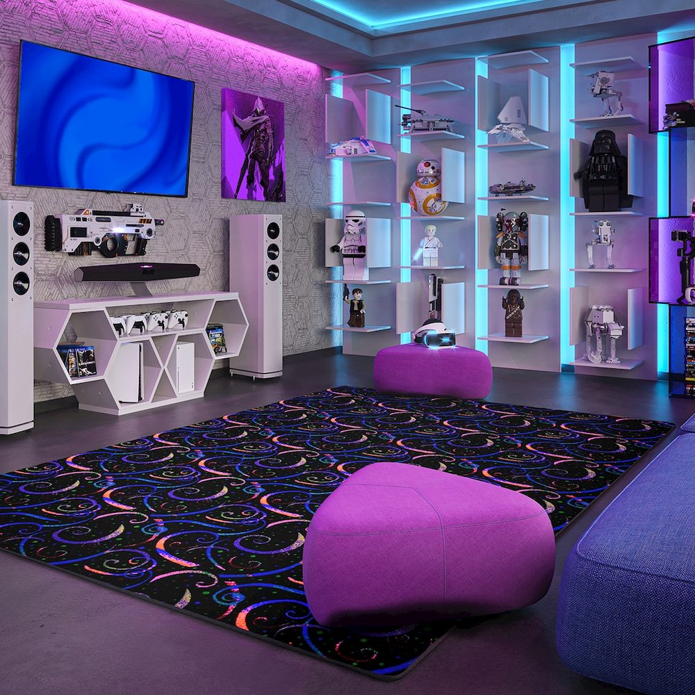 Neon Lights Dynamo 12' x 18' Area Rug in Color Fluorescent. Picture 3