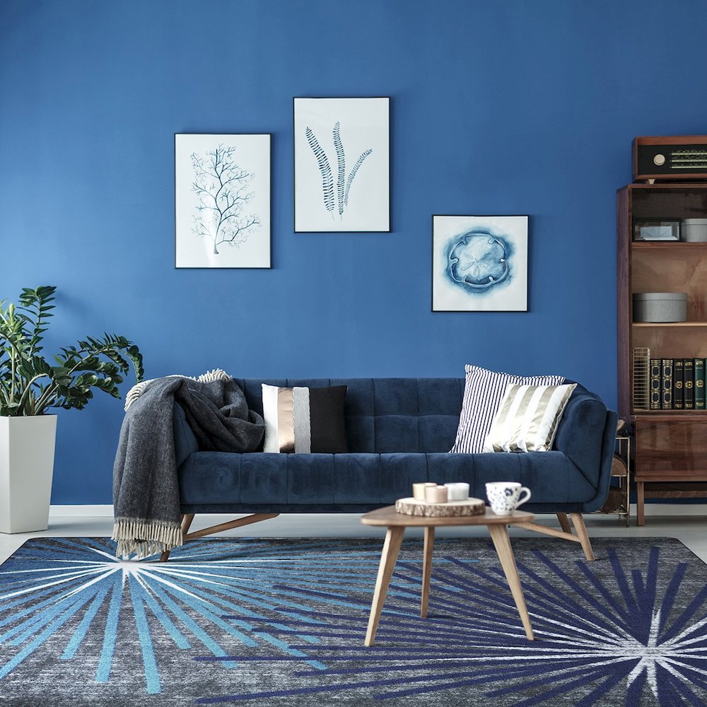 First Take Sputnik 7'8" x 10'9" Area Rug in Color Sapphire. Picture 3