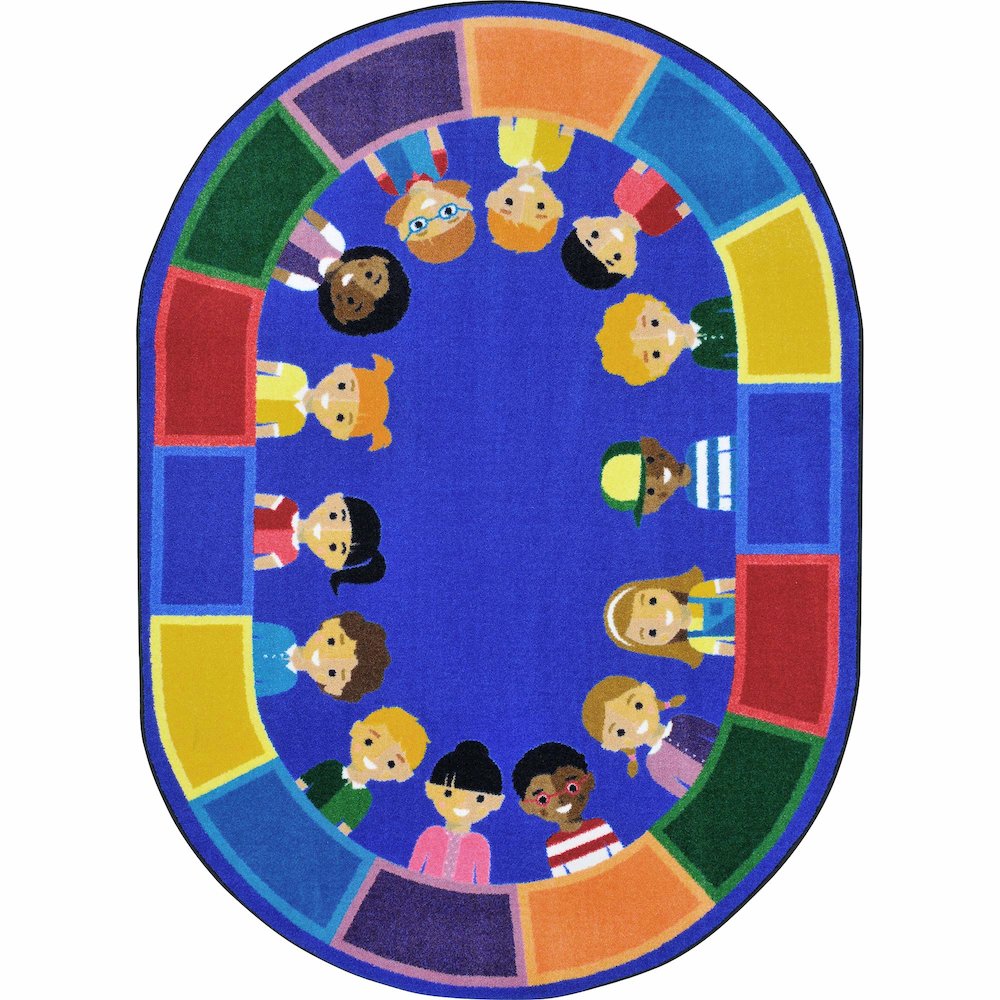 Kid Essentials All of Us Together 10'9" x 13'2" Oval Area Rug in Color Multi. Picture 1